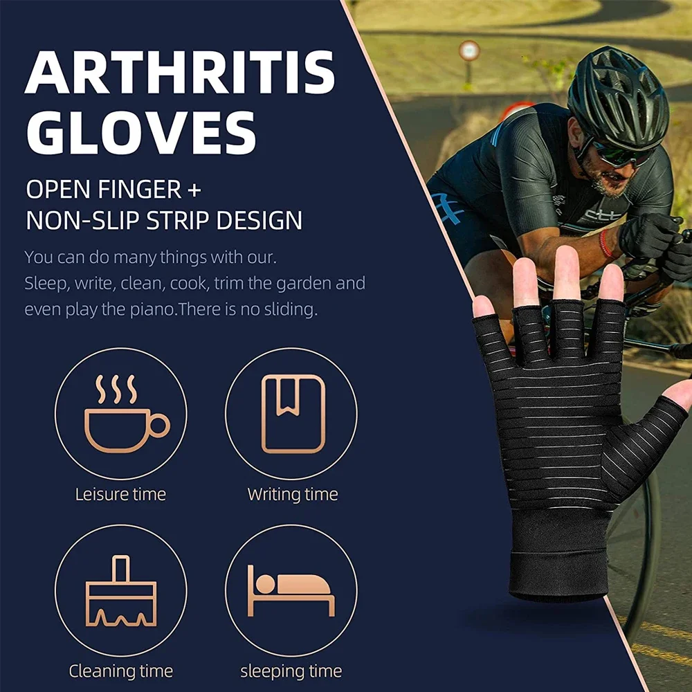 1Pair Arthritis Gloves Hand Support Wrist Brace for Swelling - Fingerless Gloves Carpal Tunnel Pain Wrist Support for Women Men