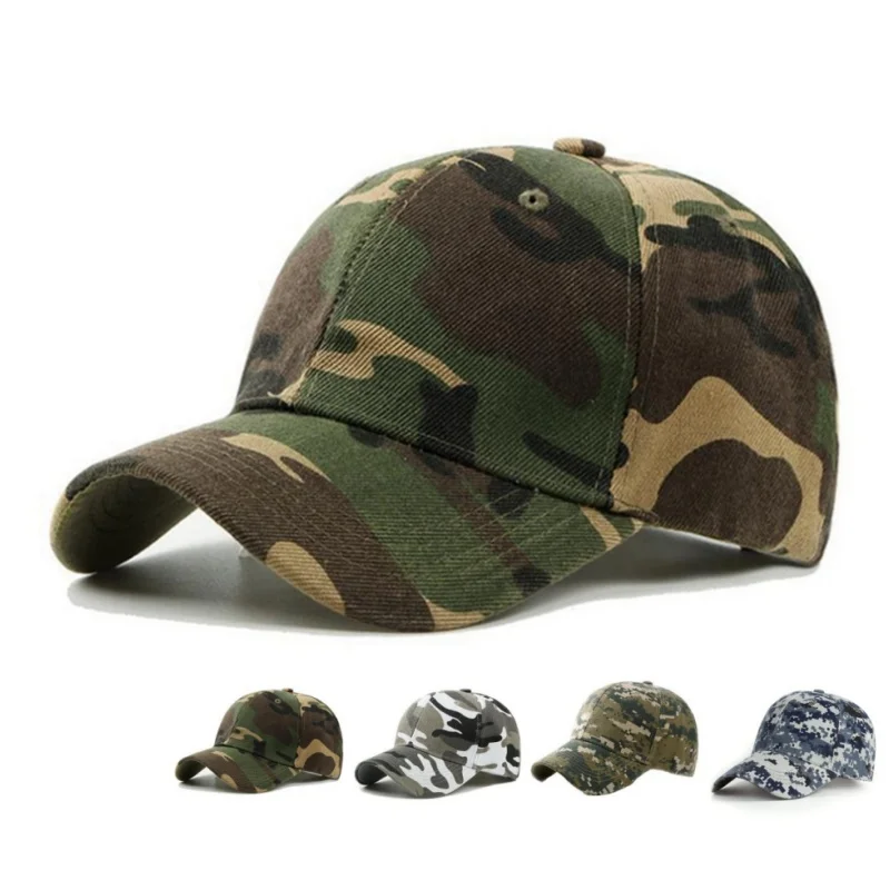 Camouflage Printed Baseball Caps Unisex Summer Outdoor Cotton Sunhat Adjustable Sports Cycling Jungle Hiking Anti-UV Hats Visors