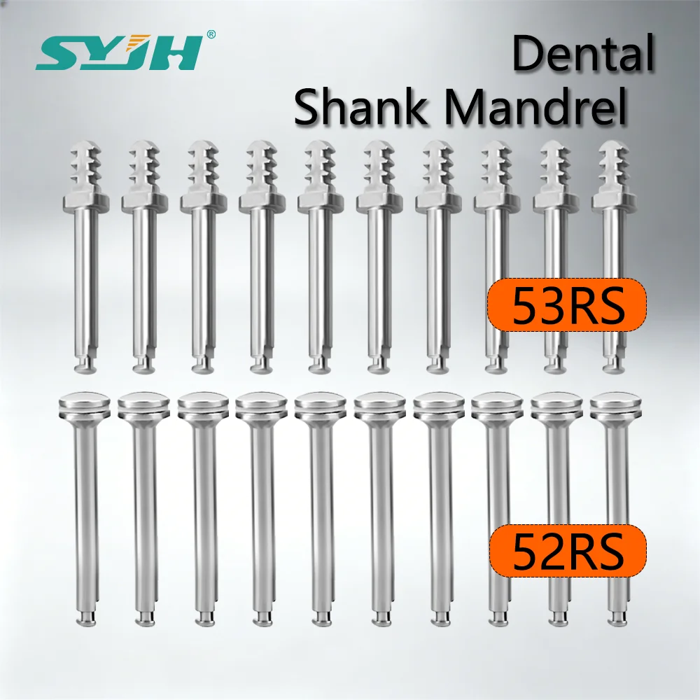 SYJH 10Pcs RA Dental Mandrel 2.35mm Shank Stainless Steel Rotary Handle Fits 52/53RS for Silicone Polishing Disc Wheel Dentistry