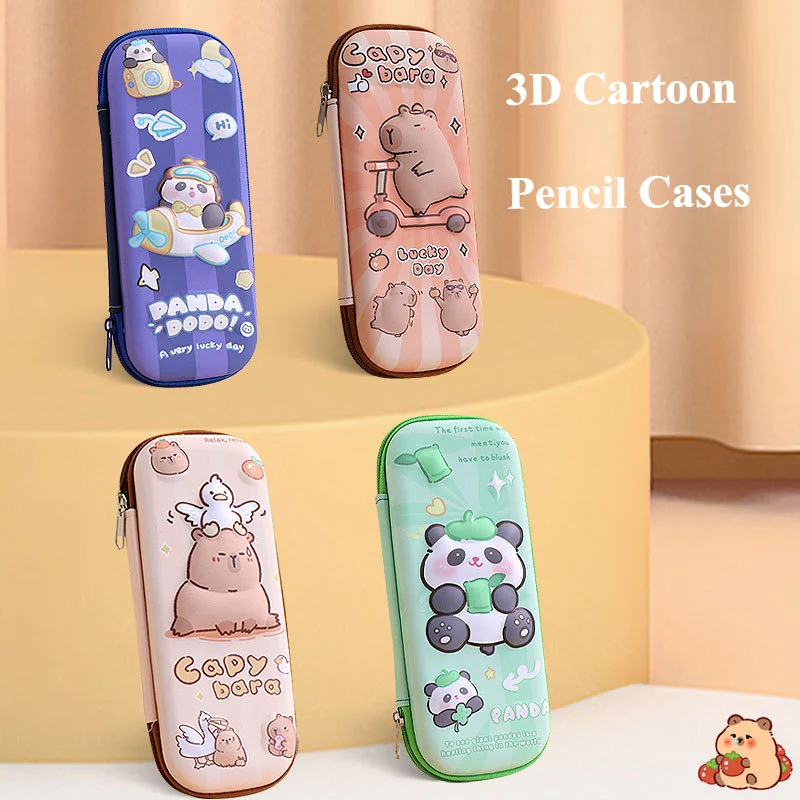 Cute 3D Cartoon Pencil Bag with Zipper Large Capacity Storage Pencil Cases for Kids Boys Girls Stationery School Supplies