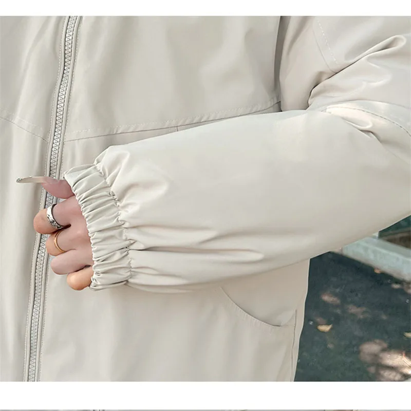 Cor sólida para baixo algodão acolchoado jaquetas 2025 moda nova outono inverno solto feminino curto parka casacos manga longa com capuz outwear