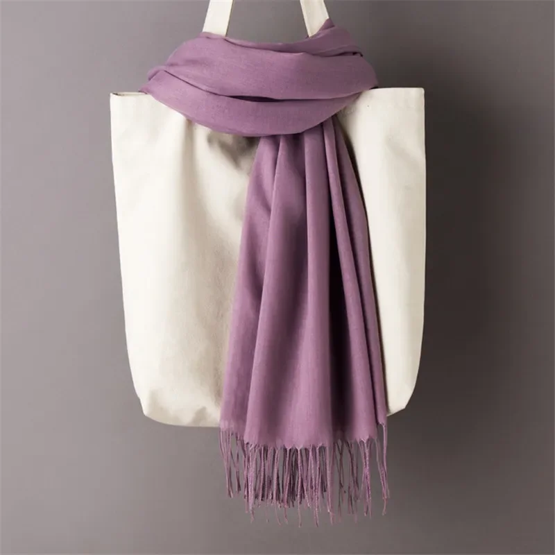 Fashion women scarf thin shawls Solid Color Women Scarf Winter Hijabs Tassels Long Cashmere Like Pashmina Hijabs Scarves Wraps