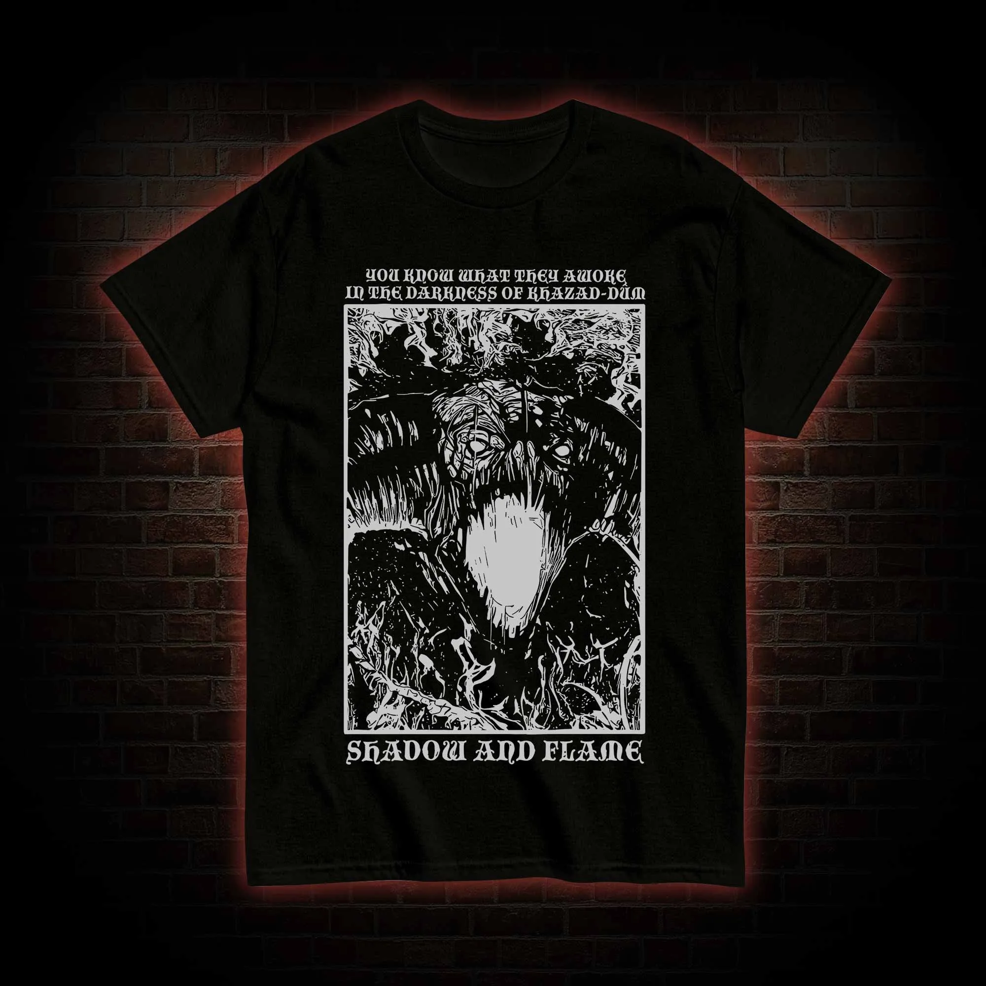 Shadow and Flame  T-shirt Vintage Fashion Short Sleeve Hip Pop Crew Neck T Shirts Casual Loose Streetwear Tees Unisex