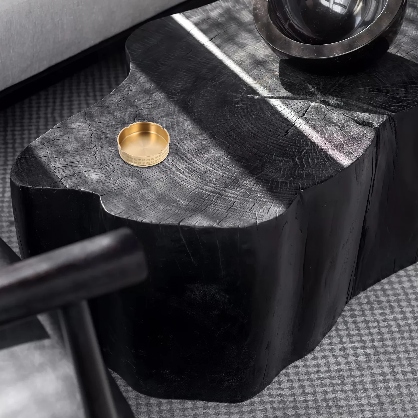 

1pc Brass Ashtray Round Metal Cigarette Holder Desktop Home Office Vintage Style Ash Tray Gift For Smoker Tabletop Accessory