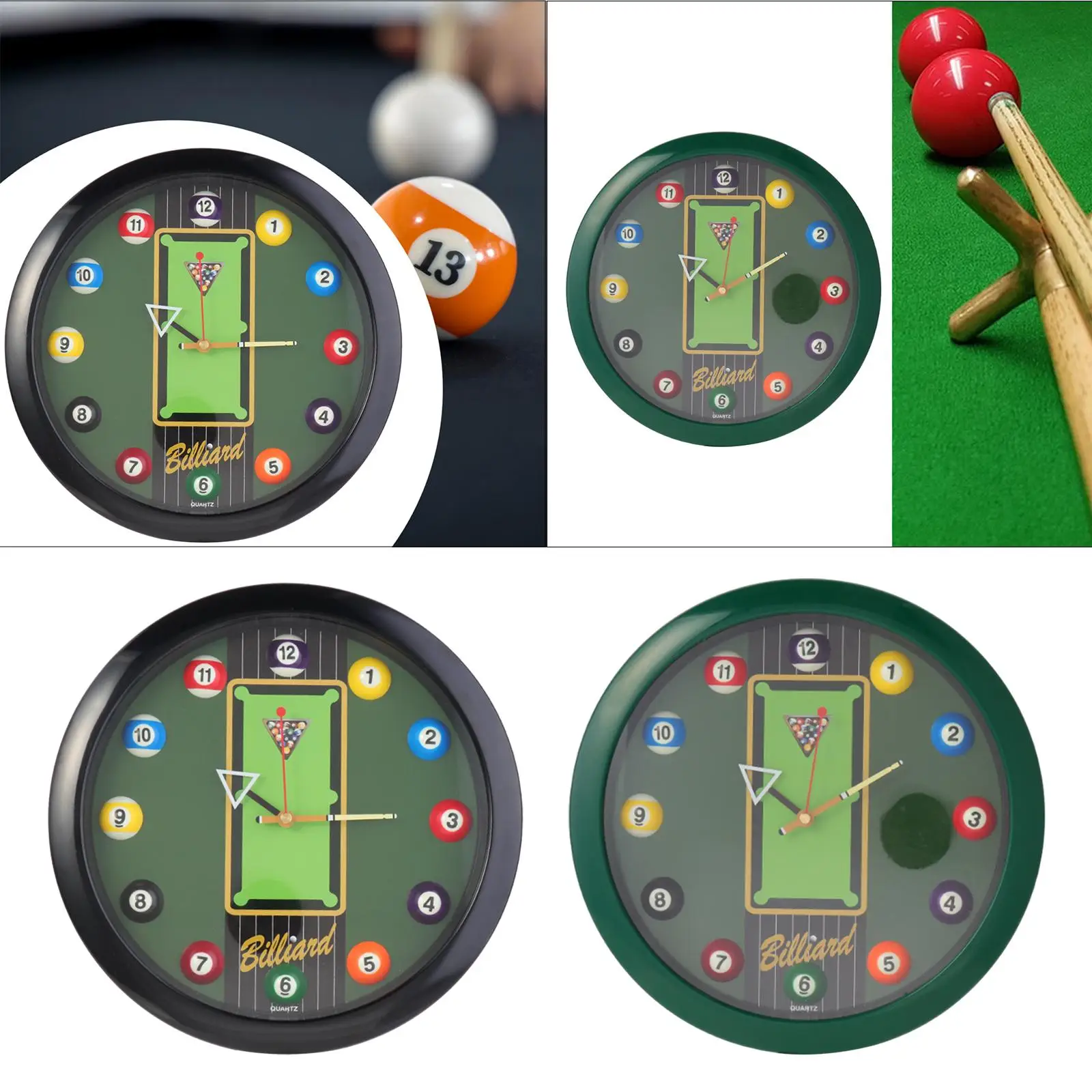 Billiard Pool Ball Wall Clock Battery Powered Pool Table Room Wall Clock for Club Snooker Game Bar Billiards Room Pool Hall