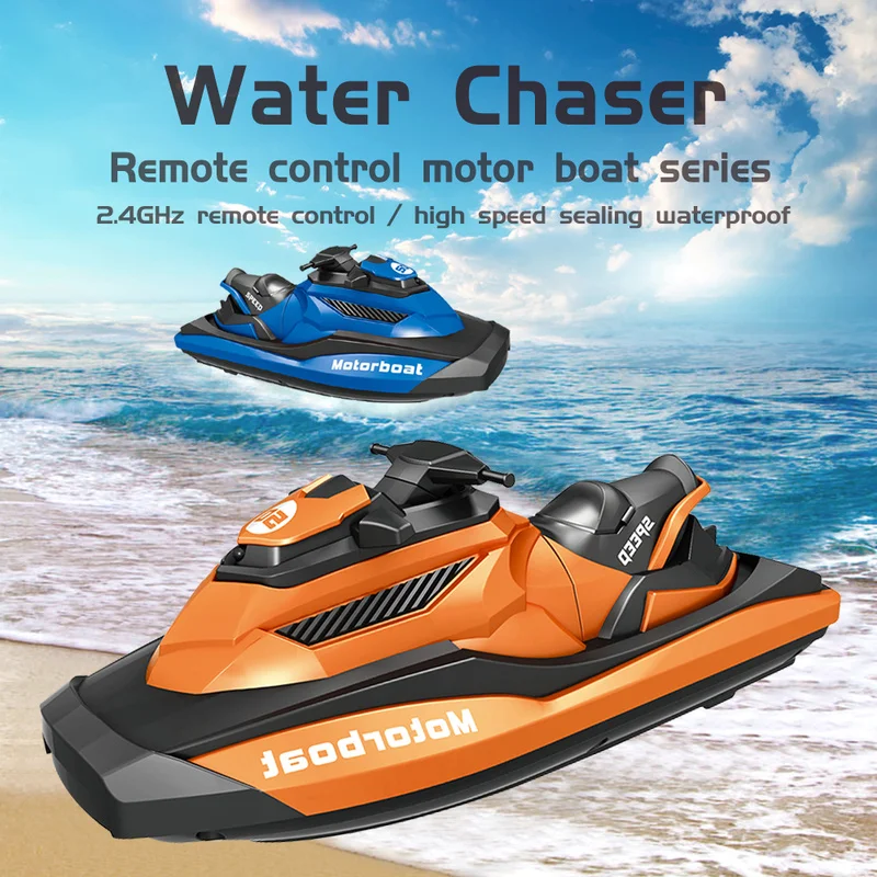 2.4g 15km/h High Speed Racing Motorboat Waterproof Rechargeable Radio Controlled Speedboat Boy Toy Birthday Gift Present