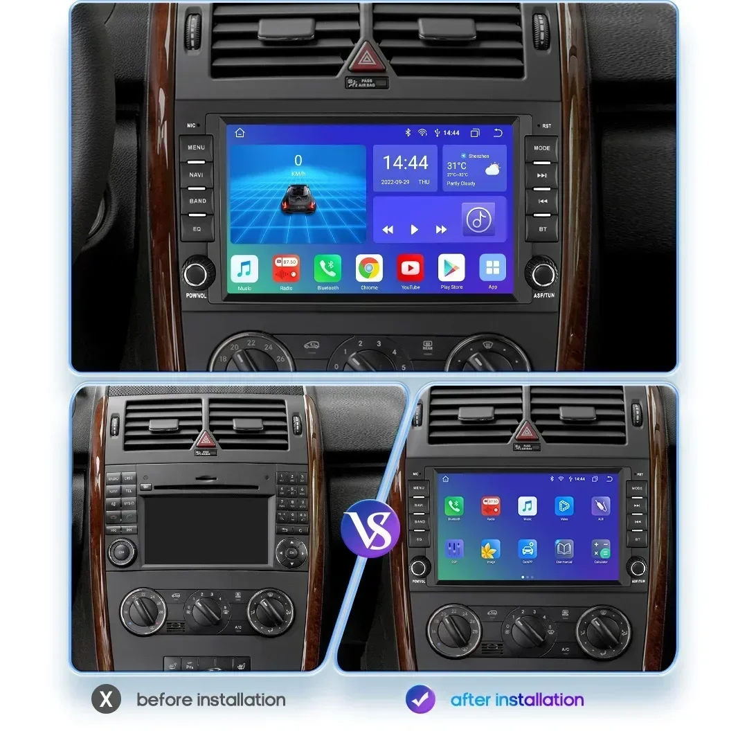 Ai Carplay Android12 Autoradio Stereo Multimedia Speler Voor Mercedes-Benz A-B-V-Klasse B200 W169 W245 W639 W906 Sprinter Gps Navi - afbeelding 2