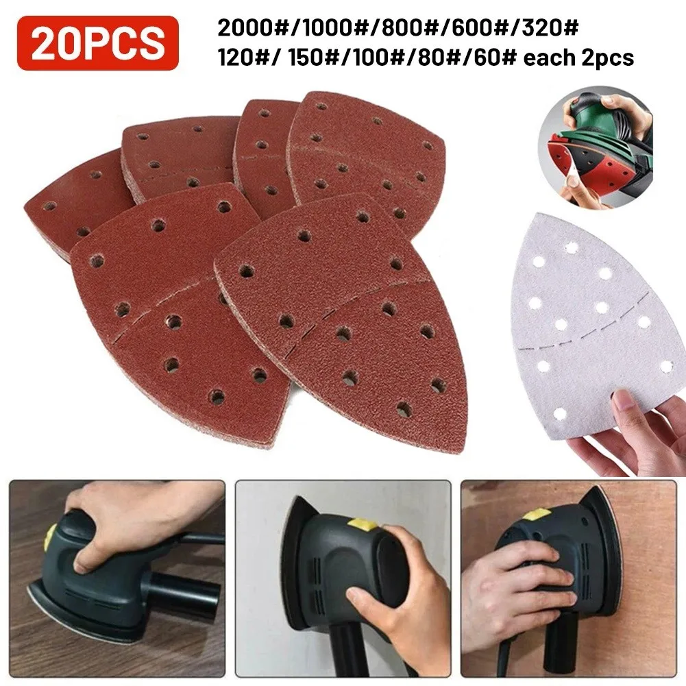 Perfect for Wood and Metal Surfaces 20pcs Abrasive Sanding Sheets for Bosch PSM 100A Detail Palm Sander 602000