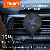 LDNIO Car Phone Holder 15W Magnetic Wireless Charger Air Vent  Stand Stabilizer Support For iPhone Magsafe Cellphone Grip Tok