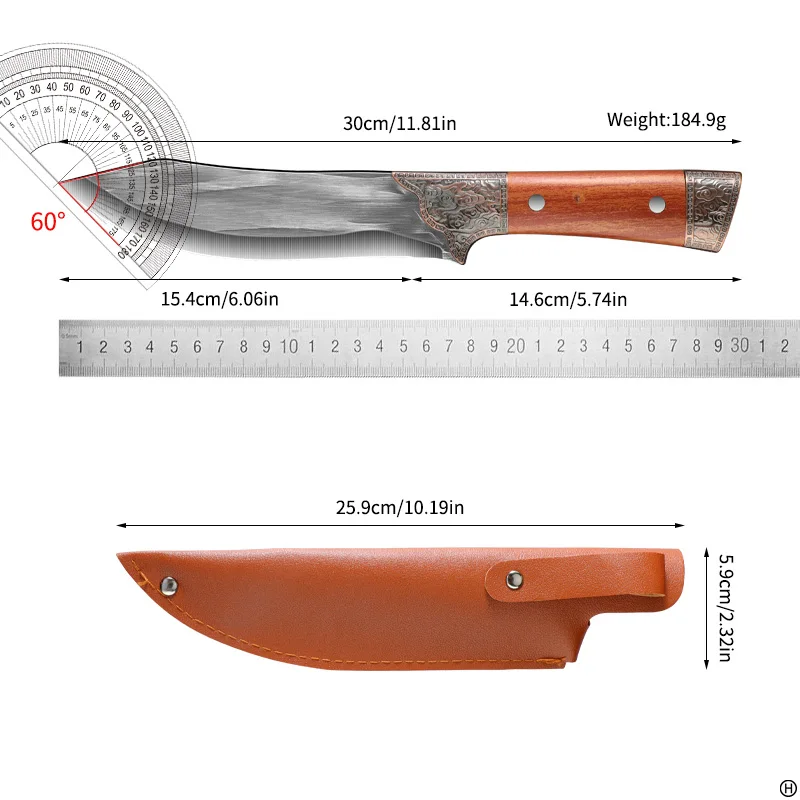 1pc Forged Boning Knife, Outdoor Meat Cutting Knife, Butcher Commercial Splitting Knife, Multi-Function Cutting Knife