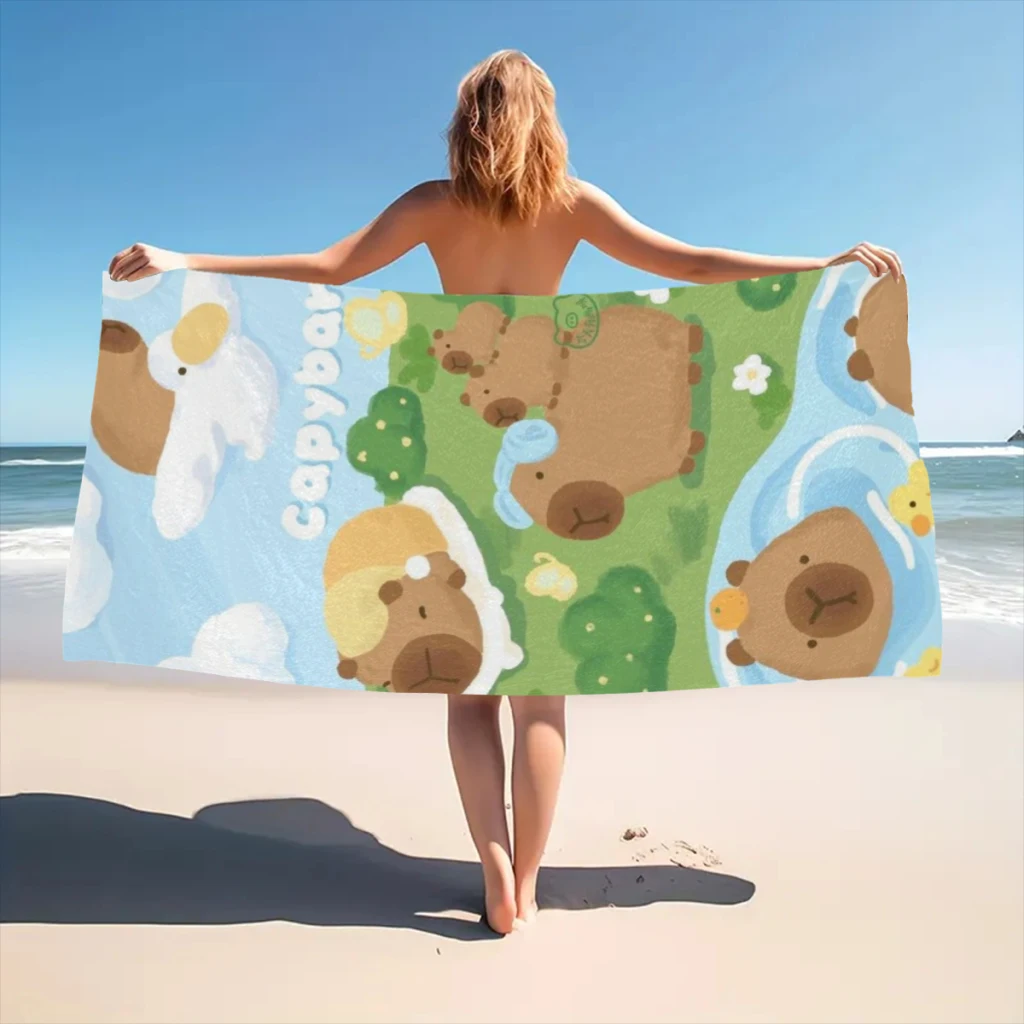 Capybara Beach Towel  Poncho Bathing Towels Cover-ups Quick Dry Sand Free Yoga Spa Gym Pool