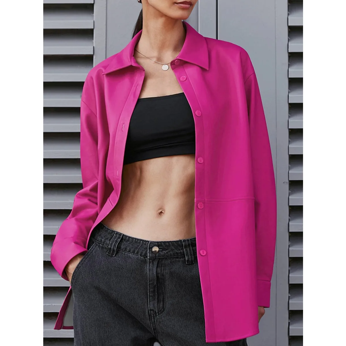 Women Spring Autumn Sexy Blue Fashion Leather Jacket Chic Long Sleeve PU Shirt Outwears Blouses New In Jackets Coat Biker Jacket