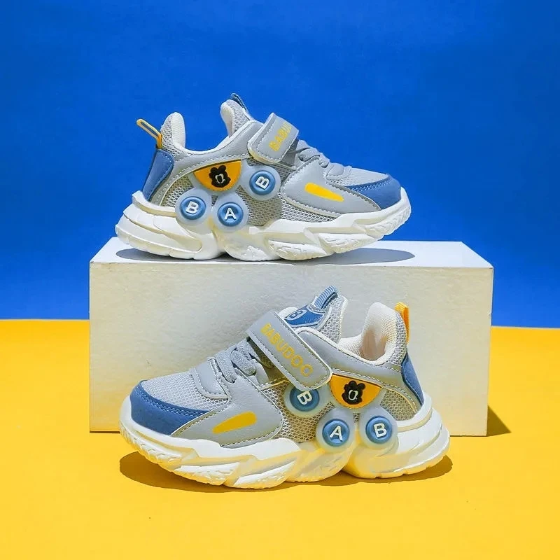Boys' casual shoes, spring and autumn children's sports shoes, breathable mesh shoes, running shoes for girls, breathable baby f