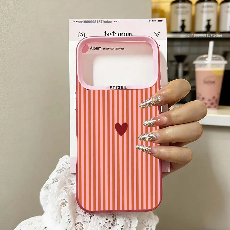 Red Love Heart Striped Phone Case For Huawei Honor 600 400 200 Magic 7 Lite 5G 5 Pro X9D X7D X6D X6C X6B X9B X7B X8A X7A X9A X9 view 5