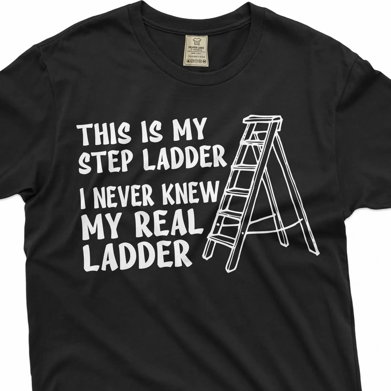 Men amp 39 s Funny Step Ladder father T shirt Mechanic Workshop Diyer handyman tee vintage Washed Soft designer clothes