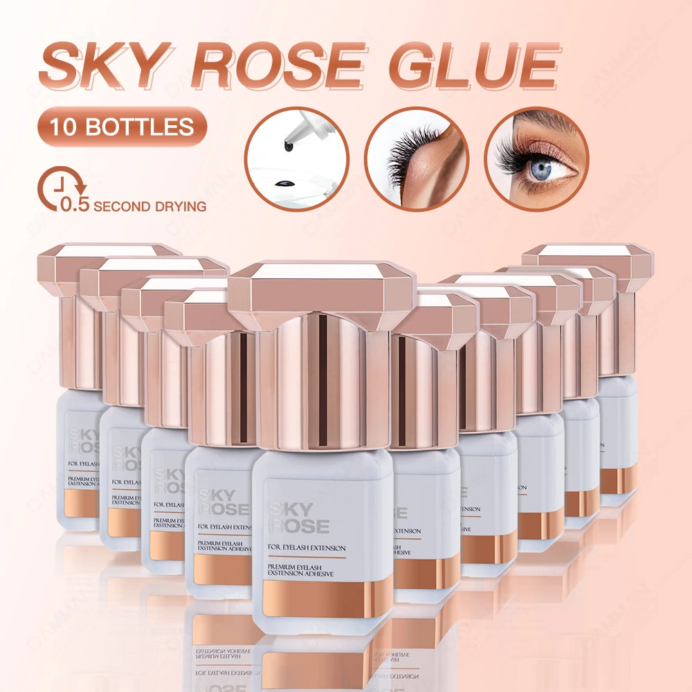 5Bottles 5ML Professional Sky Rose Glue For Eyelash Extension 0.5S Quikly Drying Sky Rose Lashes Adhesive Sky Glue Makeup Tools