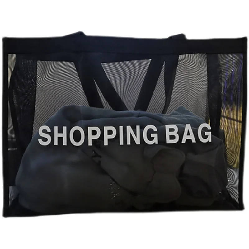 

Large Capacity Mesh Transparent Shopping Bag High Quality Shoulder Bag Women's Beach Bag Totes Bag