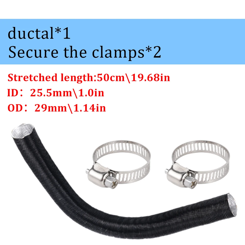 Übernahme mit 25 mm Durchmesser, Länge 50 cm, mit zwei Klemmen, Luftfilterrohr für Standheizung, Heizungszubehör