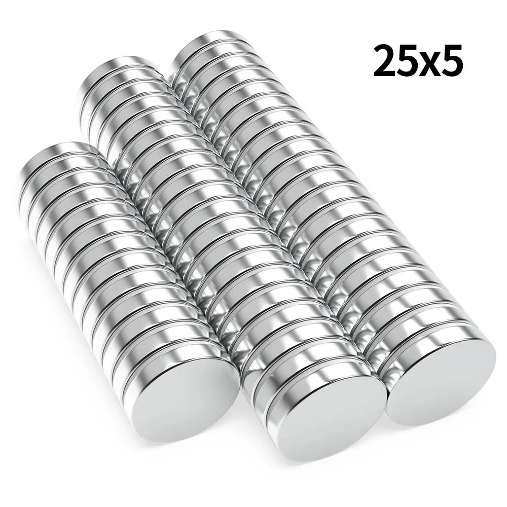

25x5mm N35 Super Strong Neodymium Magnet Round NdfeB Powerful Permanent Magnetic imanes Refrigerator Magnets 25*5