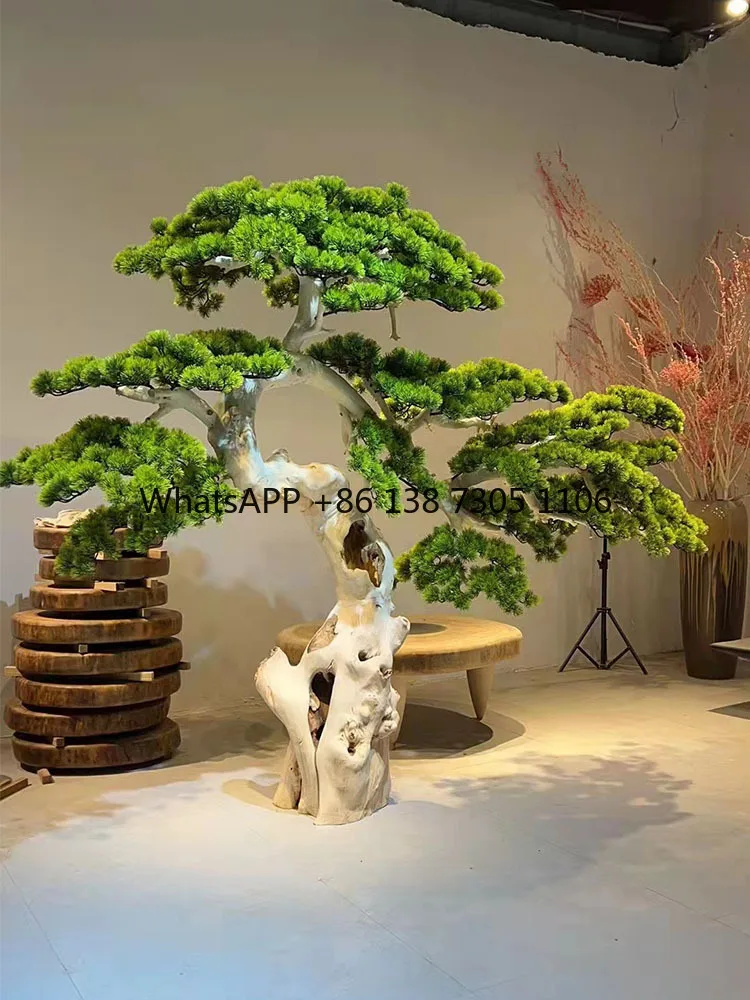 

Chinese simulation welcome pine tree fake tree green plant hotel floor decoration landscaping indoor landscape