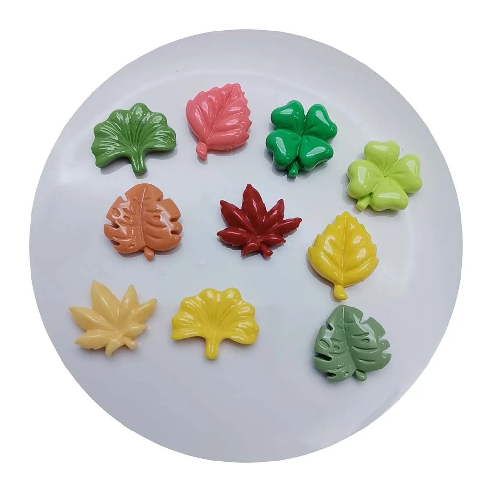 ผสมมินิเรซิ่น Leaf Cabochons, ต้นไม้ใบ Flatback Slime Charms, ลูกปัดสําหรับ Scrapbooking, คลิปผม, เคสโทรศัพท์, งานฝีมือ DIY