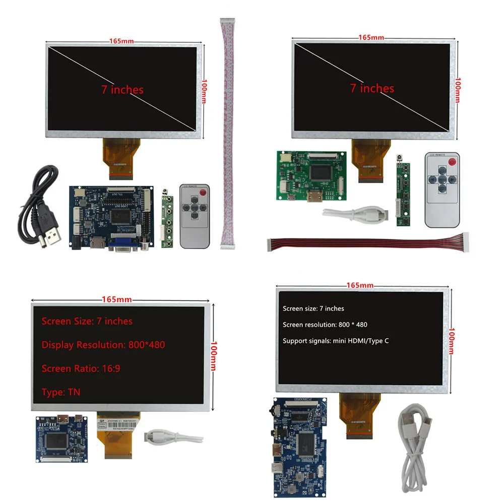 7-インチ-800-480-at070tn90-92-lcd-スクリーンディスプレイモニター、ドライバーコントロールボード付き-hdmi-互換-raspberry-pi-banana-pi-pc-用