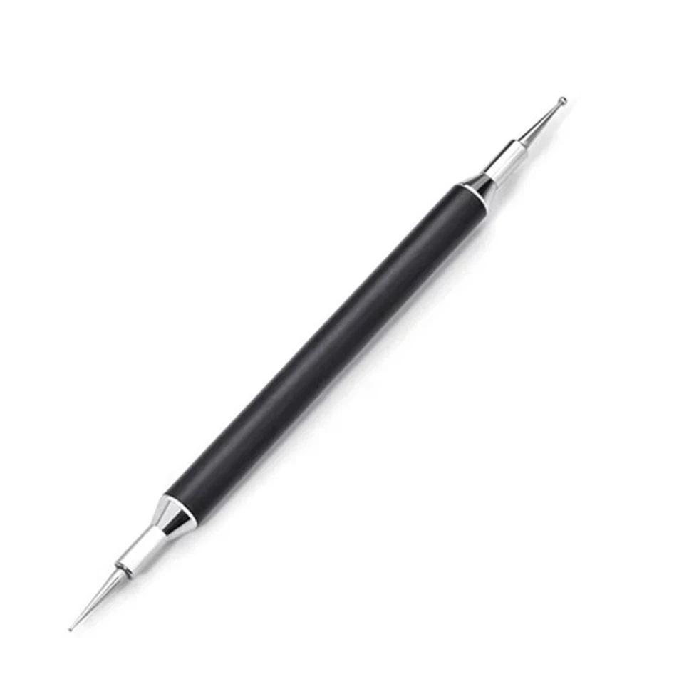 1PC Black Dual-ended Nail Dotting Pen Crystal Beads Handle Rhinestone Studs Picker Wax Pencil Manicure Nail Art Tool
