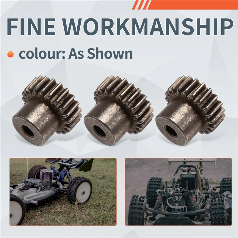 ABJL-3PCS 3.175Mm As Stalen Rondsel Motor Gear 32DP 48DP 64DP M0.6 Voor 1/10 1/8 RC Auto 3650 3660 Accessoires 21T