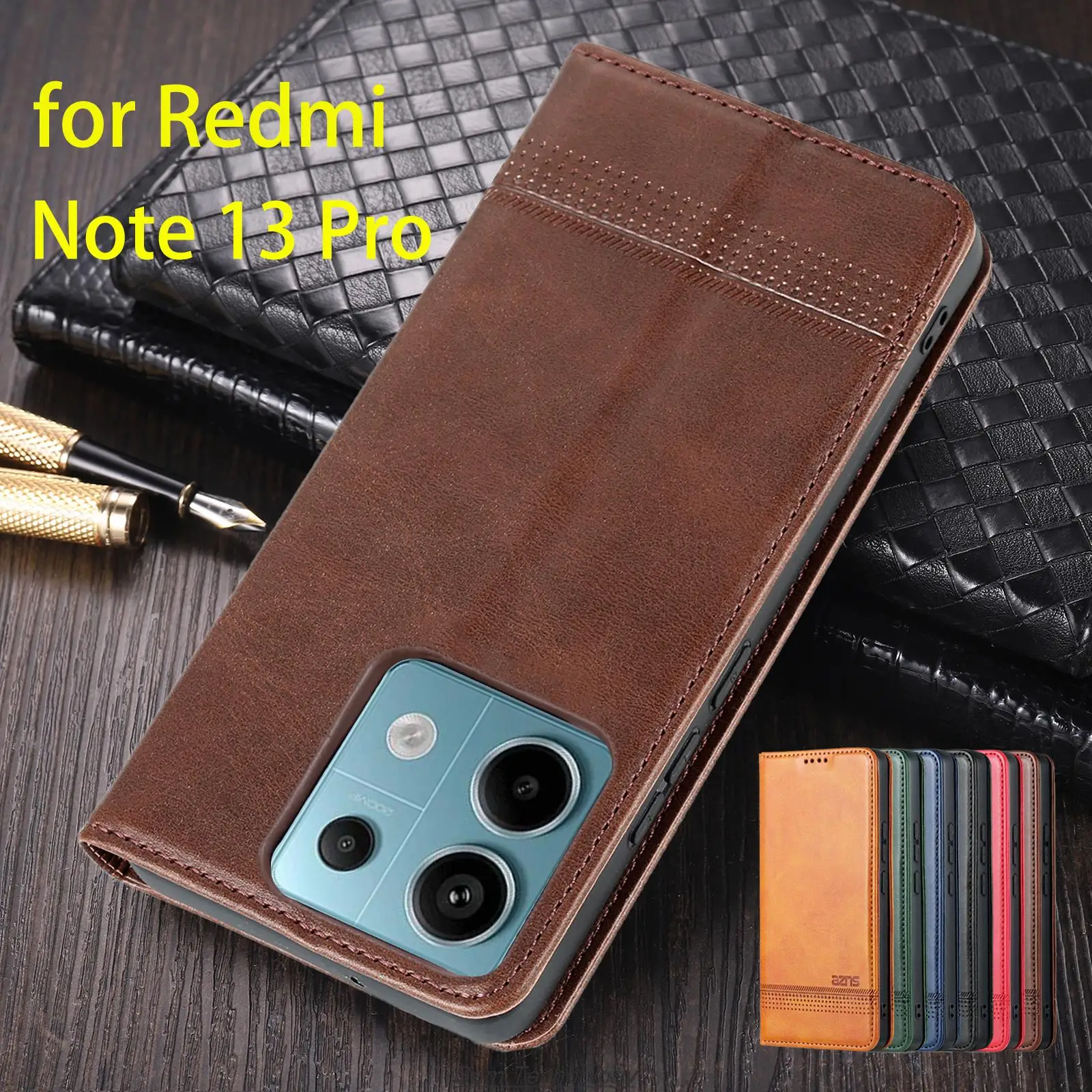 Deluxe Magnetic Adsorption Leather Fitted Case for Xiaomi Redmi Note 13 Pro (5G) Flip Cover Protective Case Fundas Coque