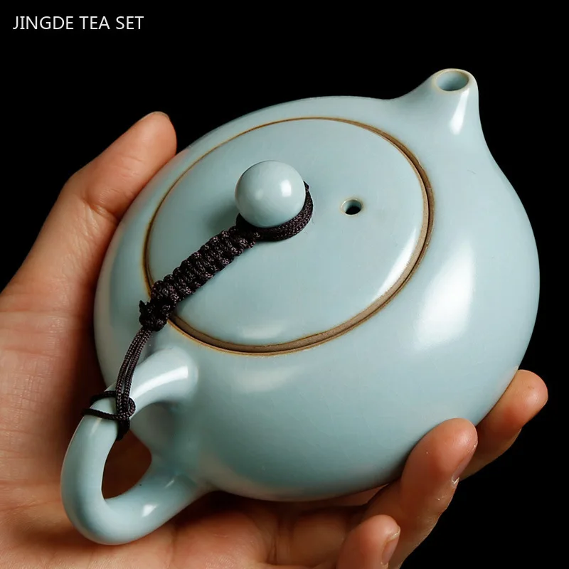 Ru Kiln Ice Crack Glaze Xishi Tea Pot Household Ceramic Tea Infuser Azure Blue Porcelain Teapot Handmade Beauty Tea Accessories