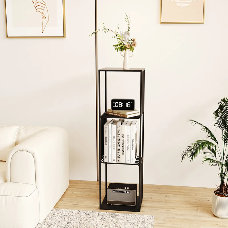 Modern Iron Bookshelf Multi-Tier Floor-Standing Flower Shelf for Living Room Storage Organizer Home
