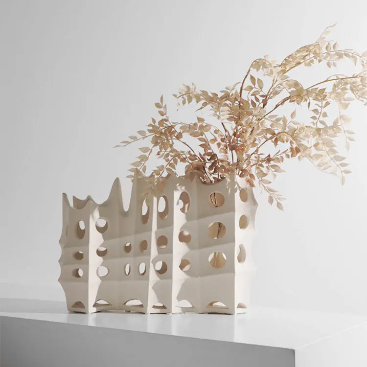 Modern simple hollow art vase ornament hotel living room entrance