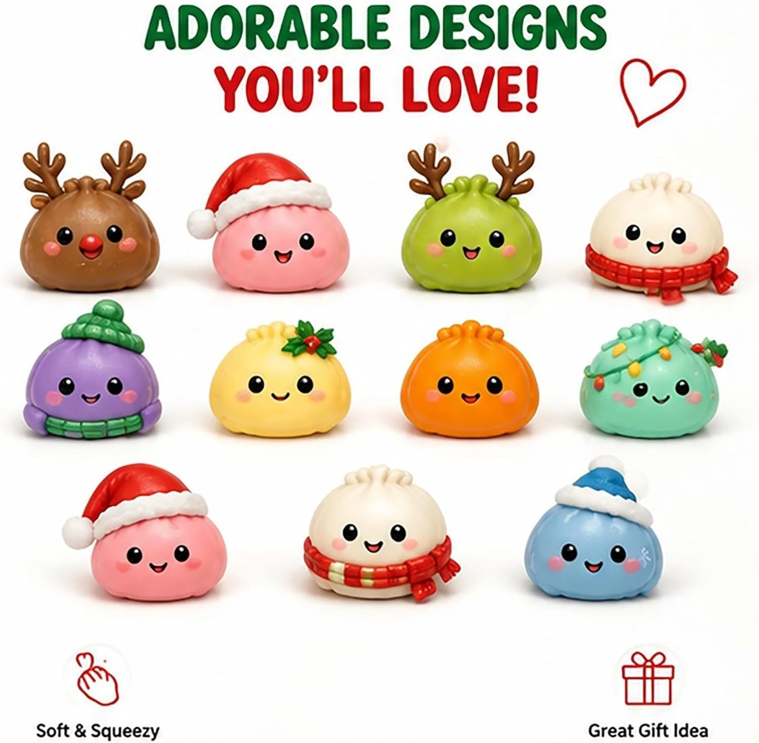 2026 Xmas Surprise Advent Calendar Blind Box, 24Pcs Soft Squeeze Squishy Stress Relief Fidget Toys, Christmas Countdown Present - view 5