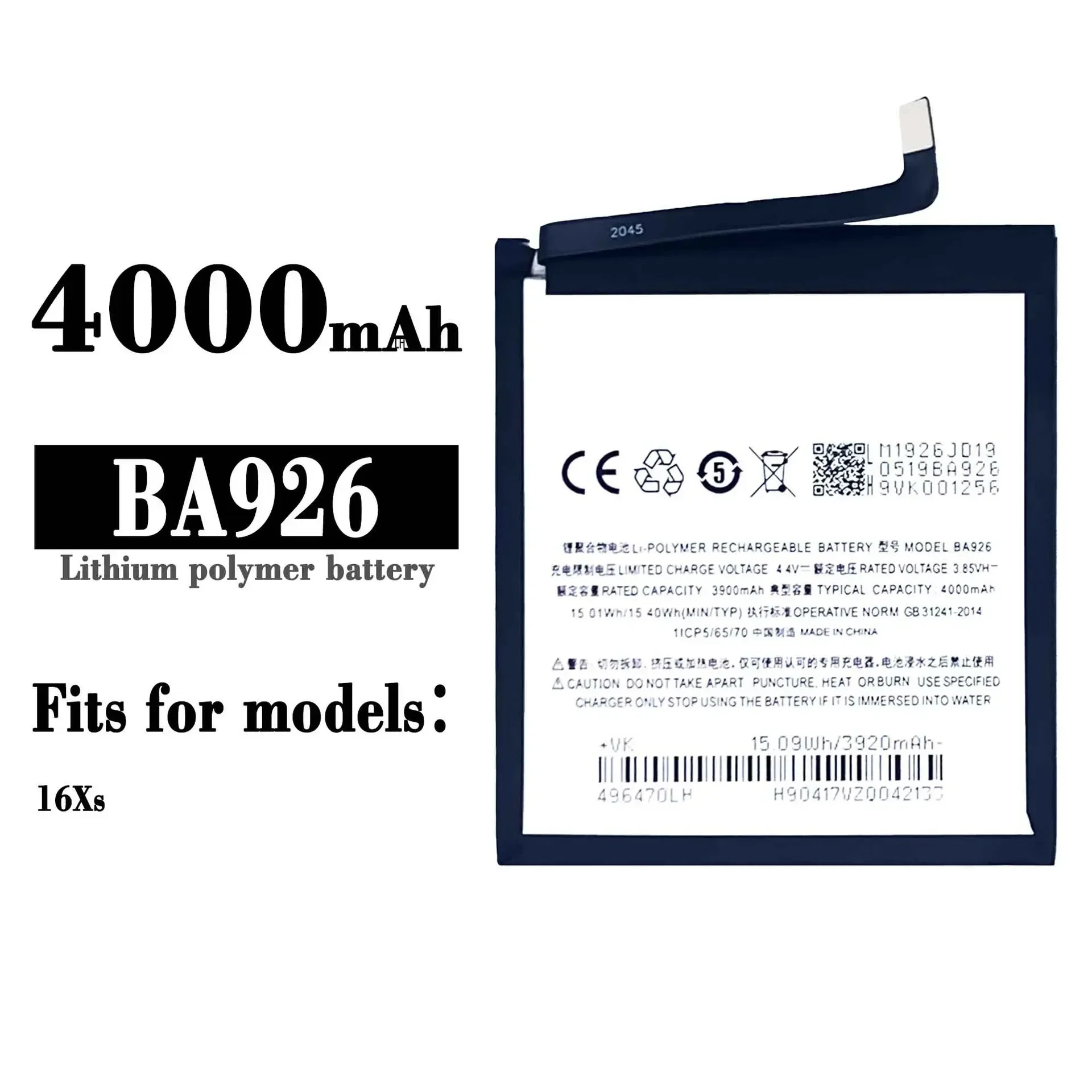 BA926 High Quality Replacement Battery For Meizu 16XS 4000mAh New Large Capacity Lithium Built-in Li-ion Batteries