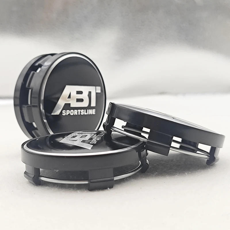 4 قطعة/المجموعة 60 مللي متر ABT SPORTSLINE شعار السيارة محور عجلات غطاء مركزي شارة يغطي مع قاعدة سوداء لملحقات السيارات العالمية