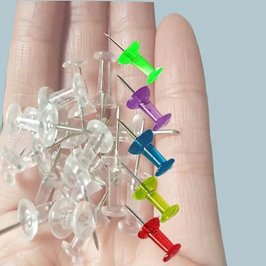 200 قطعة دبابيس ضغط واضحة متعددة الألوان دبابيس ضغط لوحة الإعلانات مسامير الإبهام للوحة الفلين خريطة دبابيس صور مسامير معلقة الحرفية Pr #5