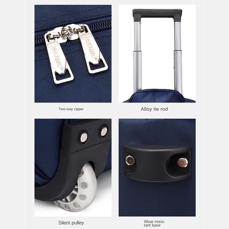 Bolsa de viaje de gran capacidad, bolsas con ruedas Oxford, equipaje rodante impermeable, Maleta de viaje, bolsa con asa, bolsas con ruedas