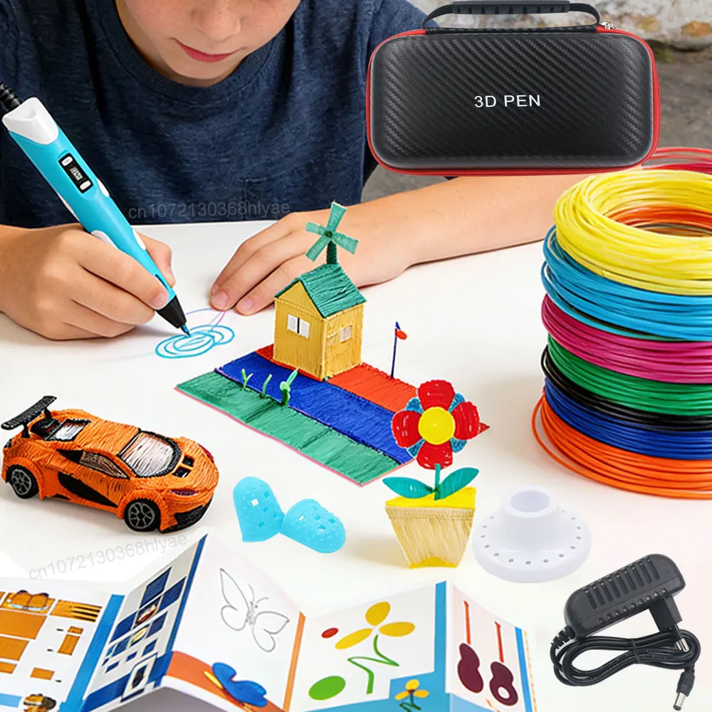 

High Quality 3D printing Pen With Power Adapter LED Display Travel Case PLA Filament Popular Birthday Christmas Gift For Kids