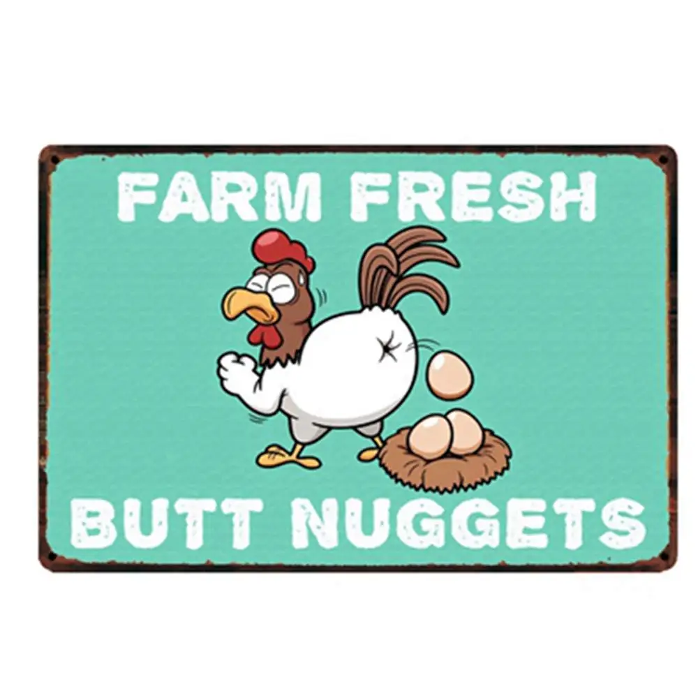 nobrand Farm Fress Butt Nuggets Eggs  Metal Sign Home Decor Gift Wall Craft Art Painting 12x8inch-Metal Tin Signs, Home Kitchen 