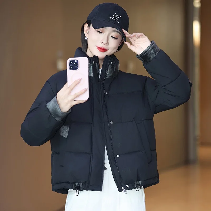 

Утолщенная хлопковая куртка на пуху, женские парки, короткие зимние новинки 2025 года, теплое пальто с хлопковой подкладкой, женская повседневная верхняя одежда, модная верхняя одежда