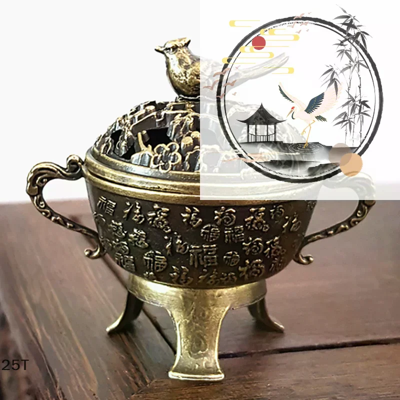 Magpie Lucky Incense Burner Metal Lotus Incense Burner Bowl Incense Holder With Handle Yoga Meditation Home Decor Ancient Style
