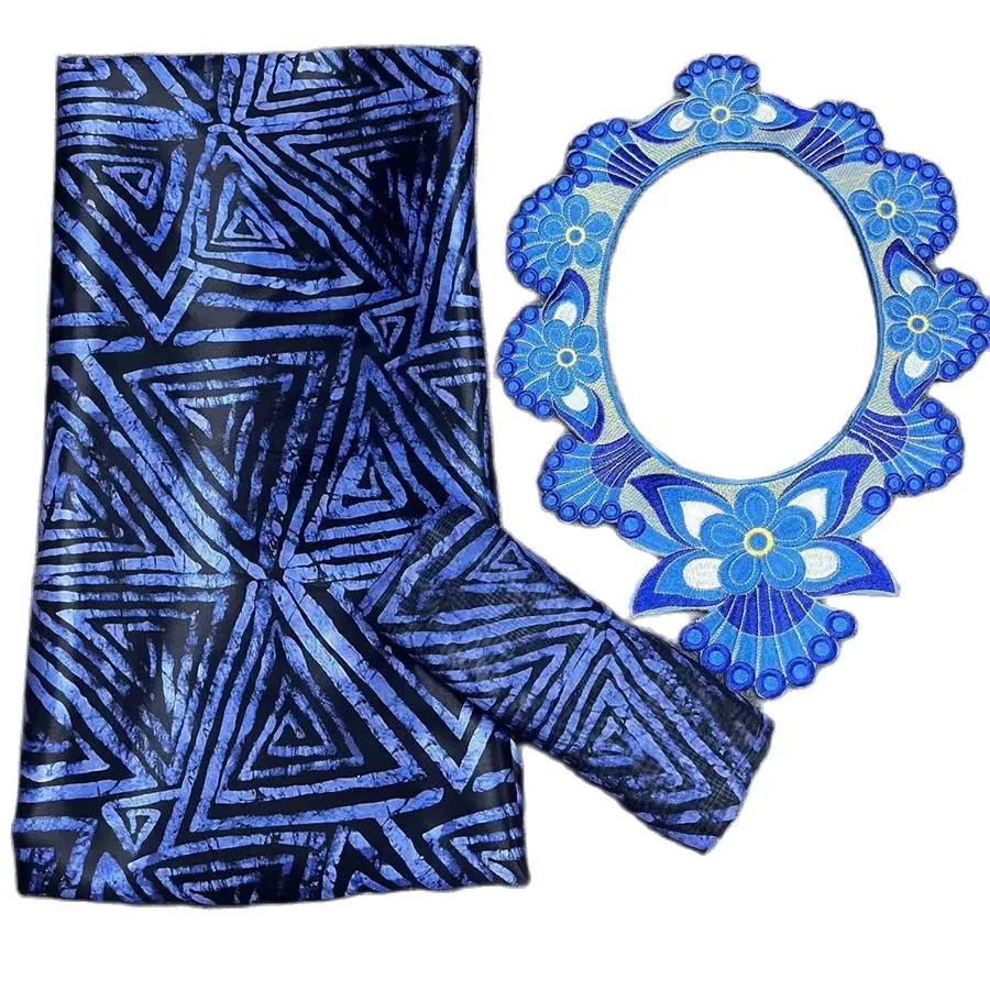 

Ladies Dress Satin Silk Material Soft Satin Fabric Matching Tulle Blouse And Collar Set 4+2 Yards