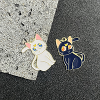 10pcs Cartoon Cat Charms Gold Plated Alloy Jewelry Accessories Earring Keychain Bracelet Pendant DIY Making Enamel