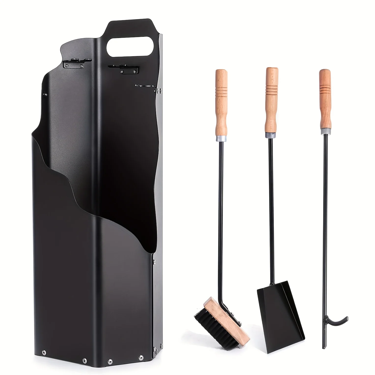 

4PCS Fireplace Tools Set, Fireplace Companion Sets, Firepit Poker Tool with Shovel, Broom, Poker & Holder