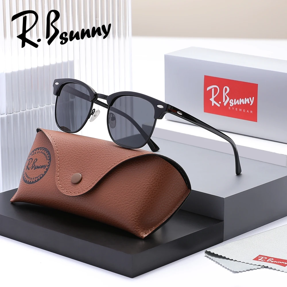 RBsunny Classic Polarized Sunglasses Men Women Retro Half Frame UV400 Glasses Male Popular Anti-glare Travel Driving Eyewear