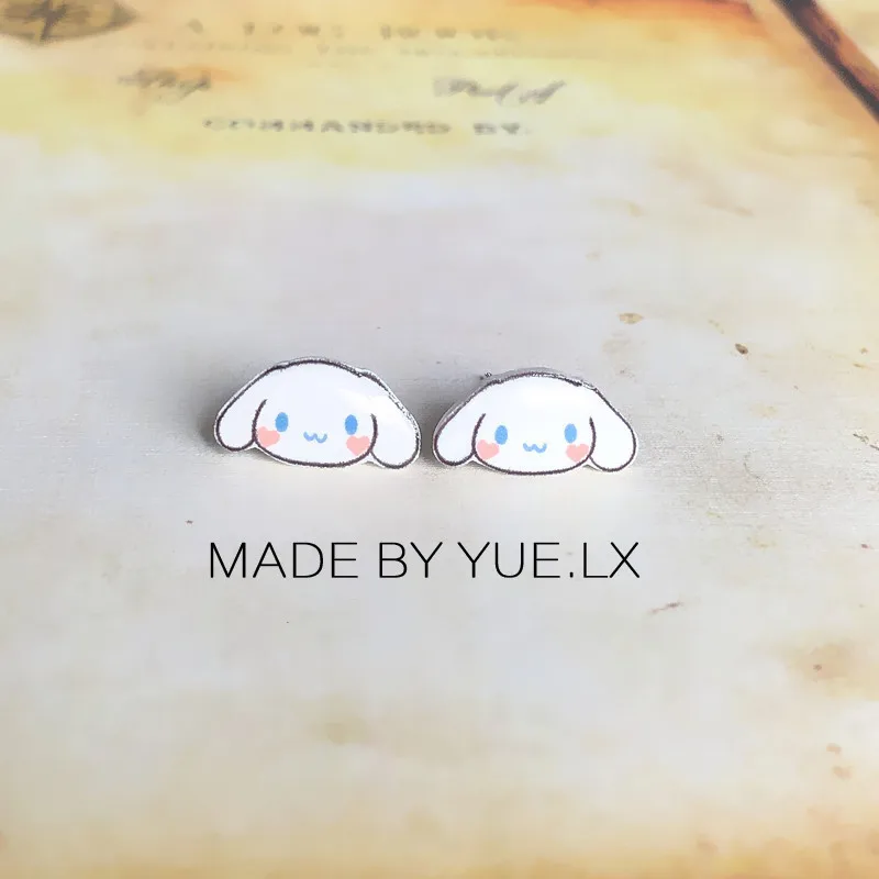 Cartoon Sanrio Cinnamoroll 925 Silver Ear Stud Cute Beauty Stud Earrings Trendy Fashion Jewelry Earrings Girls Birthday Gift