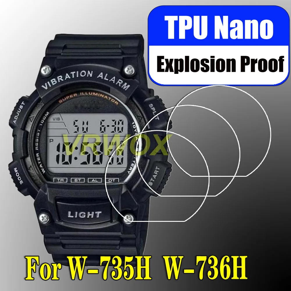 1/3/5PCS For W-735H-1A/2A/8A W-736H-8B W 735 W 736 Sport Watch HD Clear Anti-Scratch Nano Explosion-proof Screen Protector