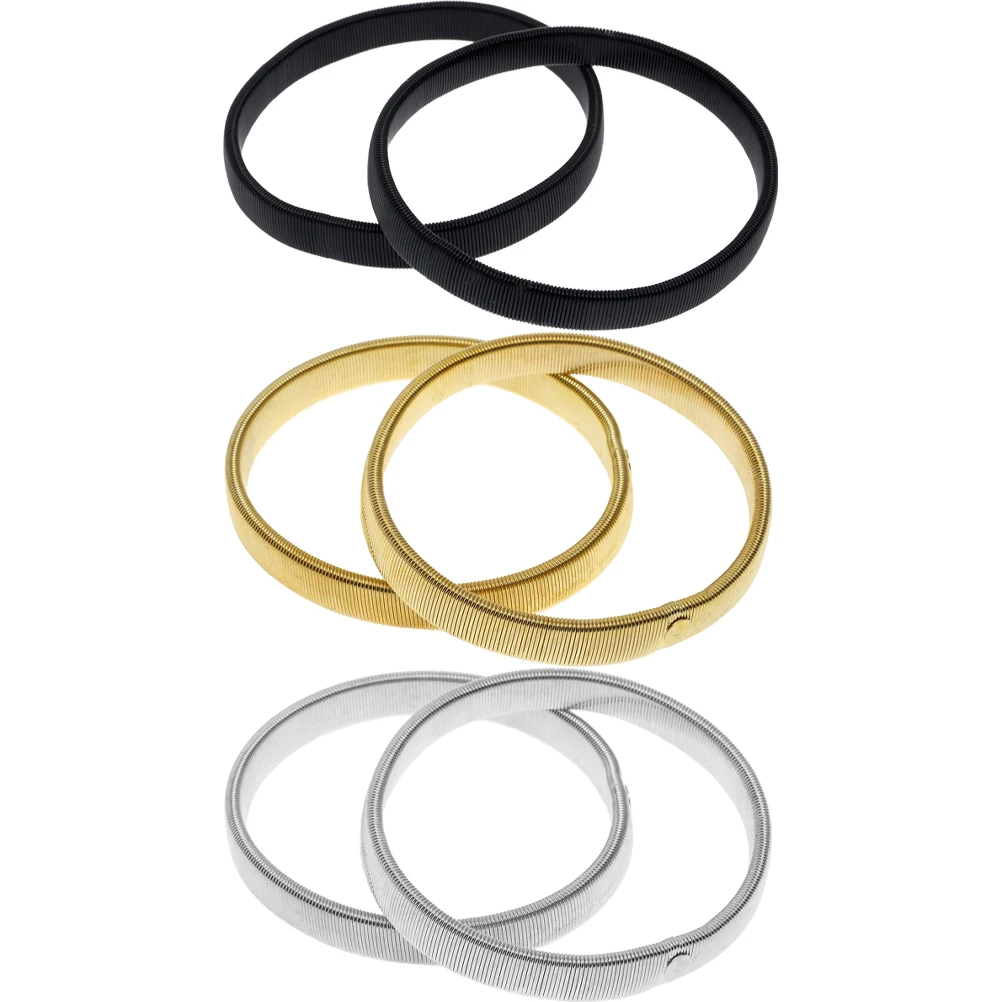 

3 Pairs Black Silver Gold Elastic Metal Arm Cuff Shirt Sleeve Ring Fashion Men Bangle Durable Adjustable Anti Slip Armb Bracelet