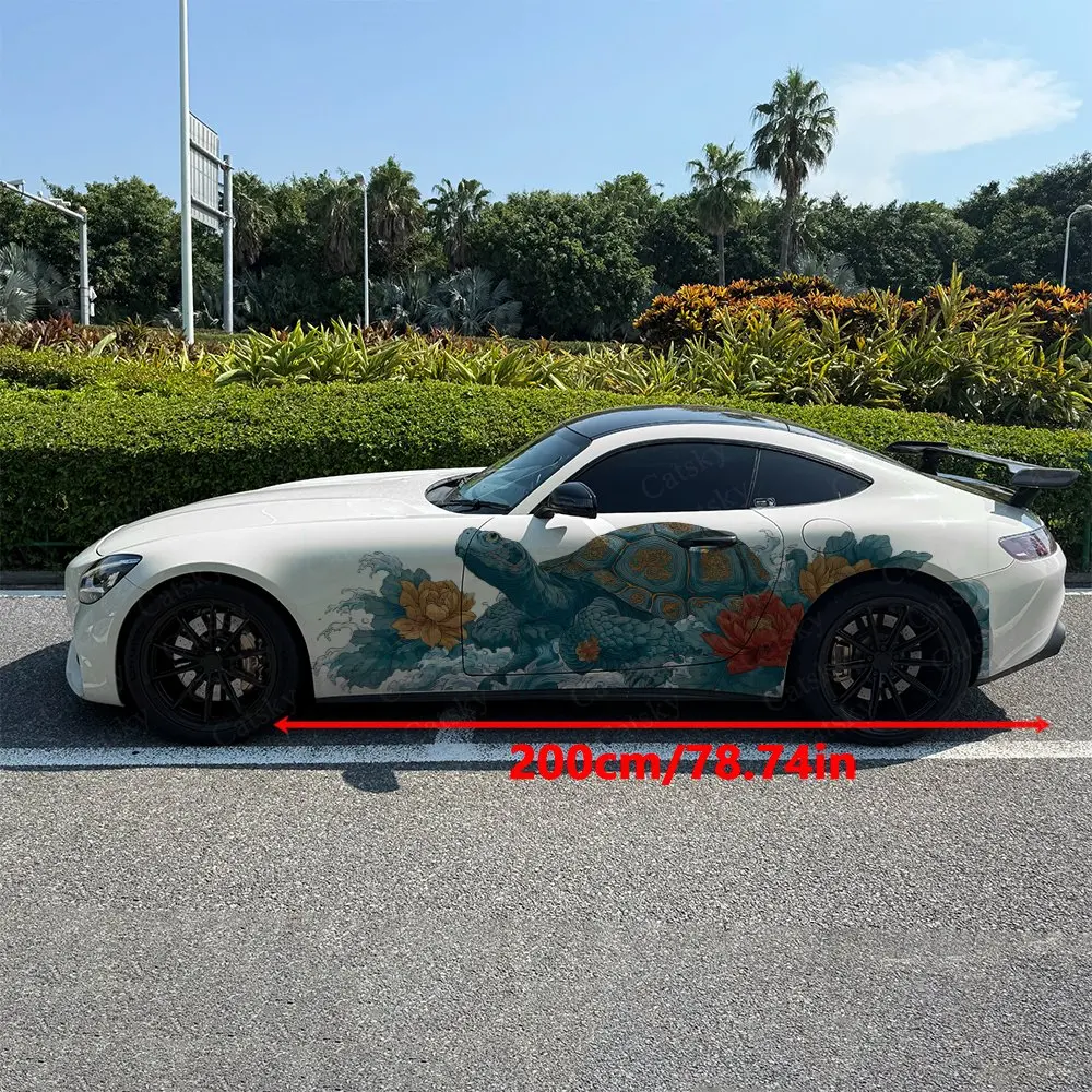 2pcs Turtle Auspicious Shadow, Durable, Fade-resistant, Enhance Vehicle Aesthetics With Bold Artistic Design Car Vinyl Wraps