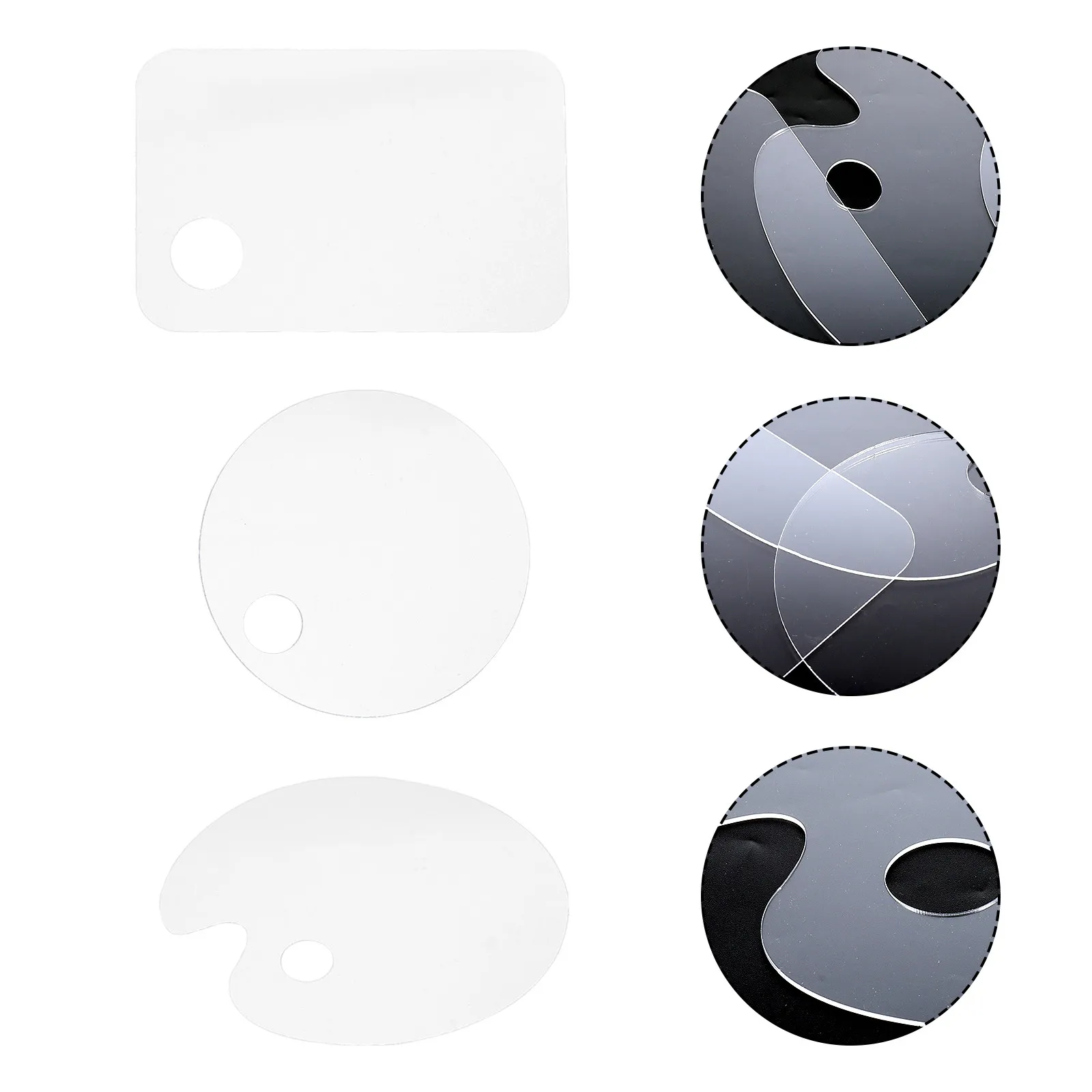 3Pcs Pigment Tray Oval Paint Pallet for Watercolor Acrylic Gouache Painting Color Mixing Board Artist Student DIY Painting